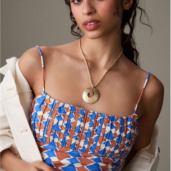 Geometric Blue and Brown Mini Dress - Picture 11 of 13